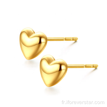 Boucle d&#39;oreille de coeur d&#39;or jaune de 18 carats